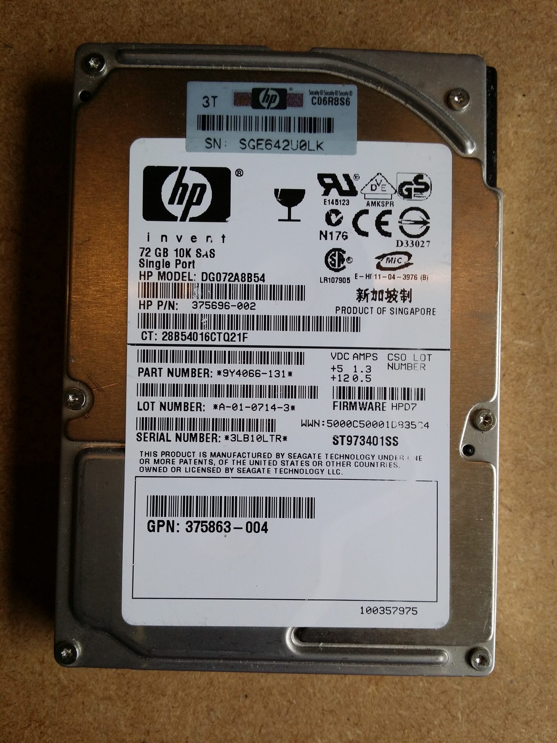 HDD SAS 72GB 10K